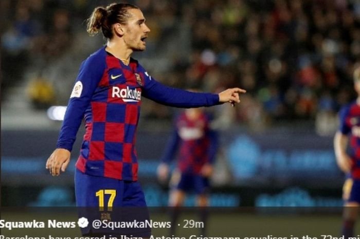 Penyerang Barcelona, Antoine Griezmann, dalma laga kontra Ibiza pada Rabu (22/1/2020).