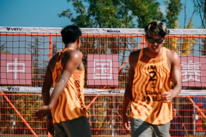 Pebola voli pantai putra Indonesia, Bintang Akbar/Sofyan Rachman pada AVC Beach Continental 2026 pada laga melawan Hong Kong di Shangluo, China, 2 September.