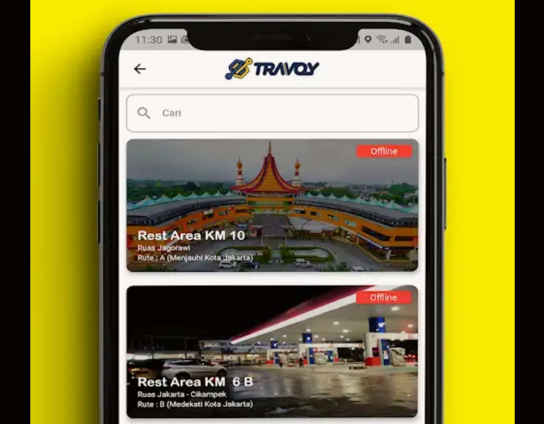 Ilustrasi fitur Rest Area di aplikasi Travoy