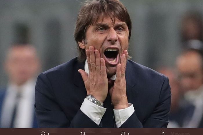 Reaksi pelatih Inter Milan, Antonio Conte.