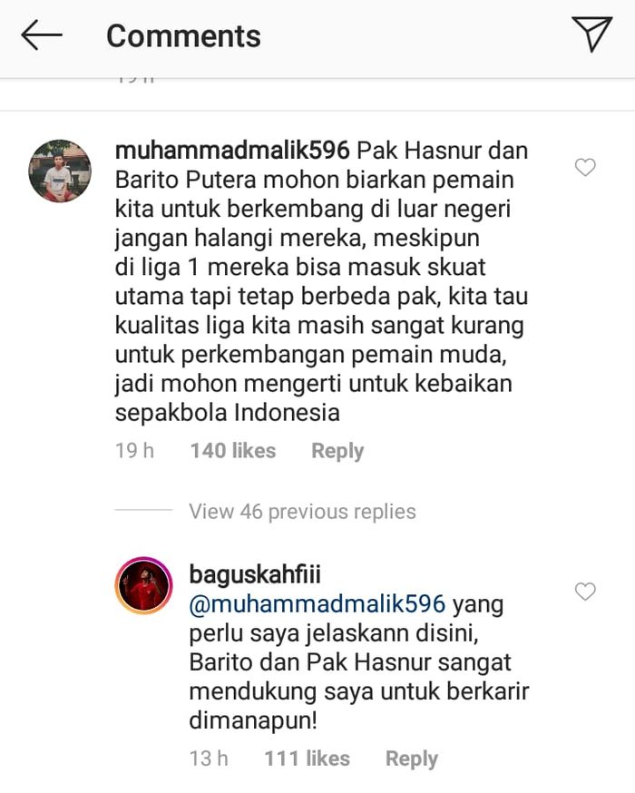 Jawaban Bagus Kahfi terkait polemik kontraknya bersama Barito putera