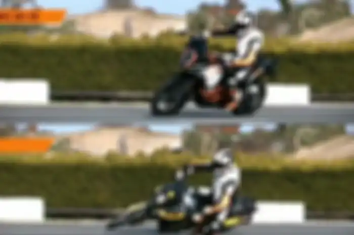 Ilustrasi motor saat cornering menggunakan pengereman ABS dan non ABS