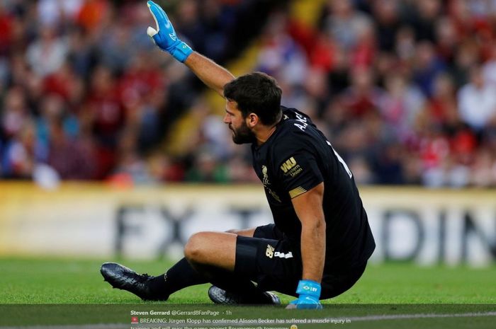 Kiper Liverpool, Alisson Becker, mengalami cedera dalam pertandingan.