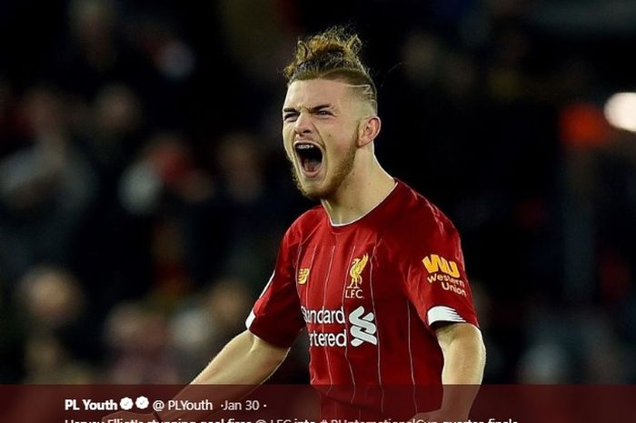 Gelandang muda klub Liverpool, Harvey Elliott.