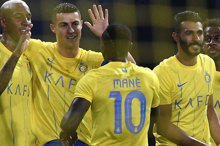 Cristiano Ronaldo dkk di kubu Al Nassr lolos ke Liga Champions Asia lewat kemenangan dramatis atas Shabab Al Ahli di KSU Stadium, Riyadh (22/8/2023).