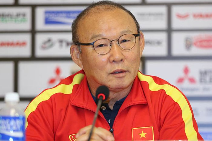 Pelatih Timnas Vietnam, Park Hang-seo, dalam konferensi pers menjelang tampil di Piala AFF 2022.