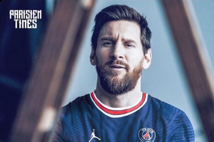 Lionel Messi dalam ilustrasi seragam Paris Saint-Germain (PSG). Bintang asal Argentina ini resmi meninggalkan Barcelona.