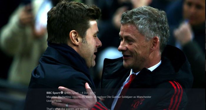 Ole Gunnar Solskjaer (kanan) dan Mauricio Pochettino.