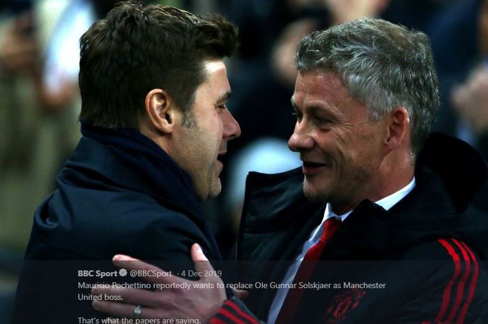 Ole Gunnar Solskjaer (kanan) dan Mauricio Pochettino.