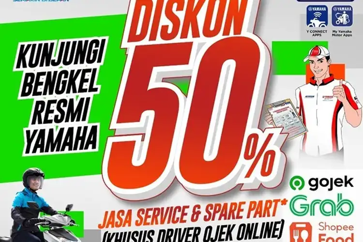 Driver Ojol Merapat, Yamaha Beri Diskon 50 Persen Buat Layanan Servis