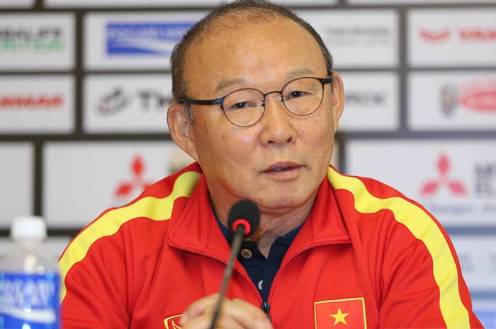 Pelatih Timnas Vietnam, Park Hang-seo, dalam konferensi pers menjelang tampil di Piala AFF 2022.