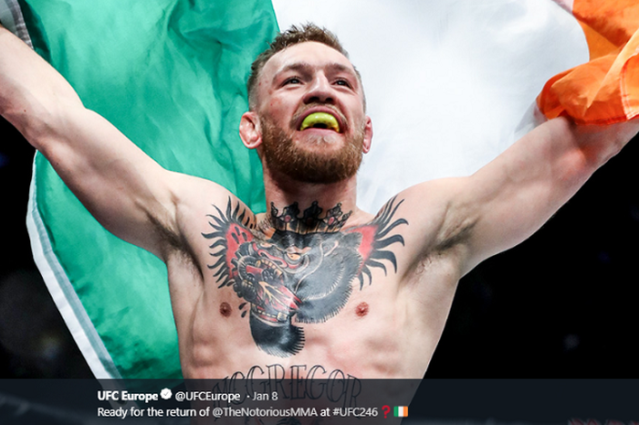 Petarung UFC, Conor McGregor, menangi laga kontra Donald Cerrone pada UFC 246 di T-Mobile Arena, Las Vegas, Amerika Serikat, Sabtu (18/1/2020).