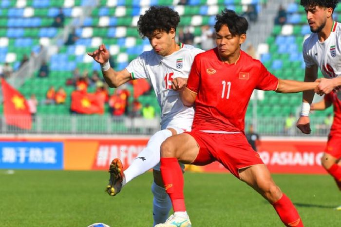 Suasana pertandingan antara Timnas U-20 Vietnam melawan Iran.