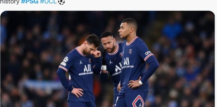 Pemain PSG: Lionel Messi, Neymar, dan Kylian Mbappe.