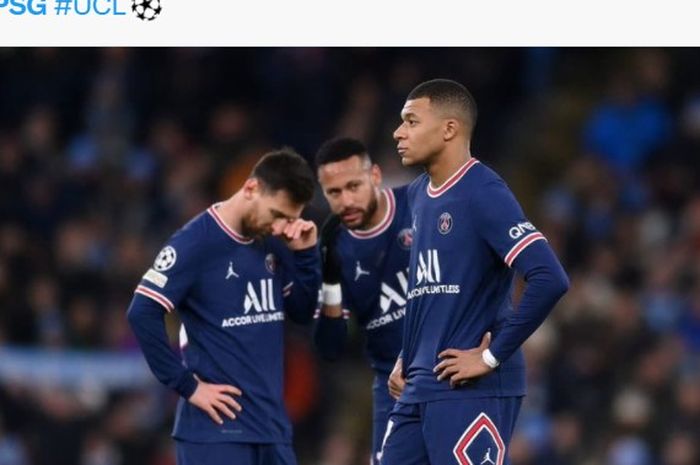 Pemain PSG: Lionel Messi, Neymar, dan Kylian Mbappe.