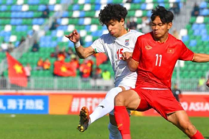 Suasana pertandingan antara Timnas U-20 Vietnam melawan Iran.