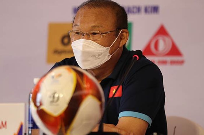 Pelatih Timnas U-23 Vietnam, Park Hang-seo pada Konferensi Pers jelang laga lawan Timnas U-23 Indonesia pada Kamis (5/5/2022).