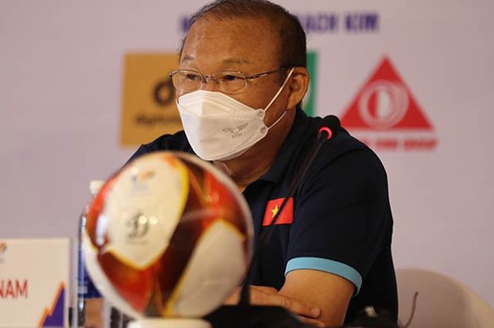 Pelatih Timnas U-23 Vietnam, Park Hang-seo pada Konferensi Pers jelang laga lawan Timnas U-23 Indonesia pada Kamis (5/5/2022).