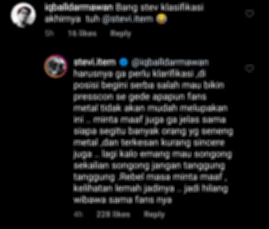 Komentar Stevi Item di akun @hai_online soal .Feast.