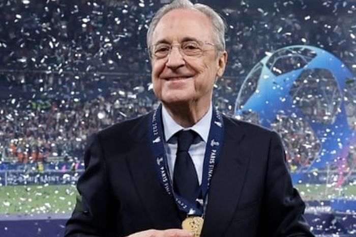 Florentino Perez rayakan juara bersama Real Madrid pada Sabtu (28/5/2022) waktu setempat atau Minggu dini hari WIB.