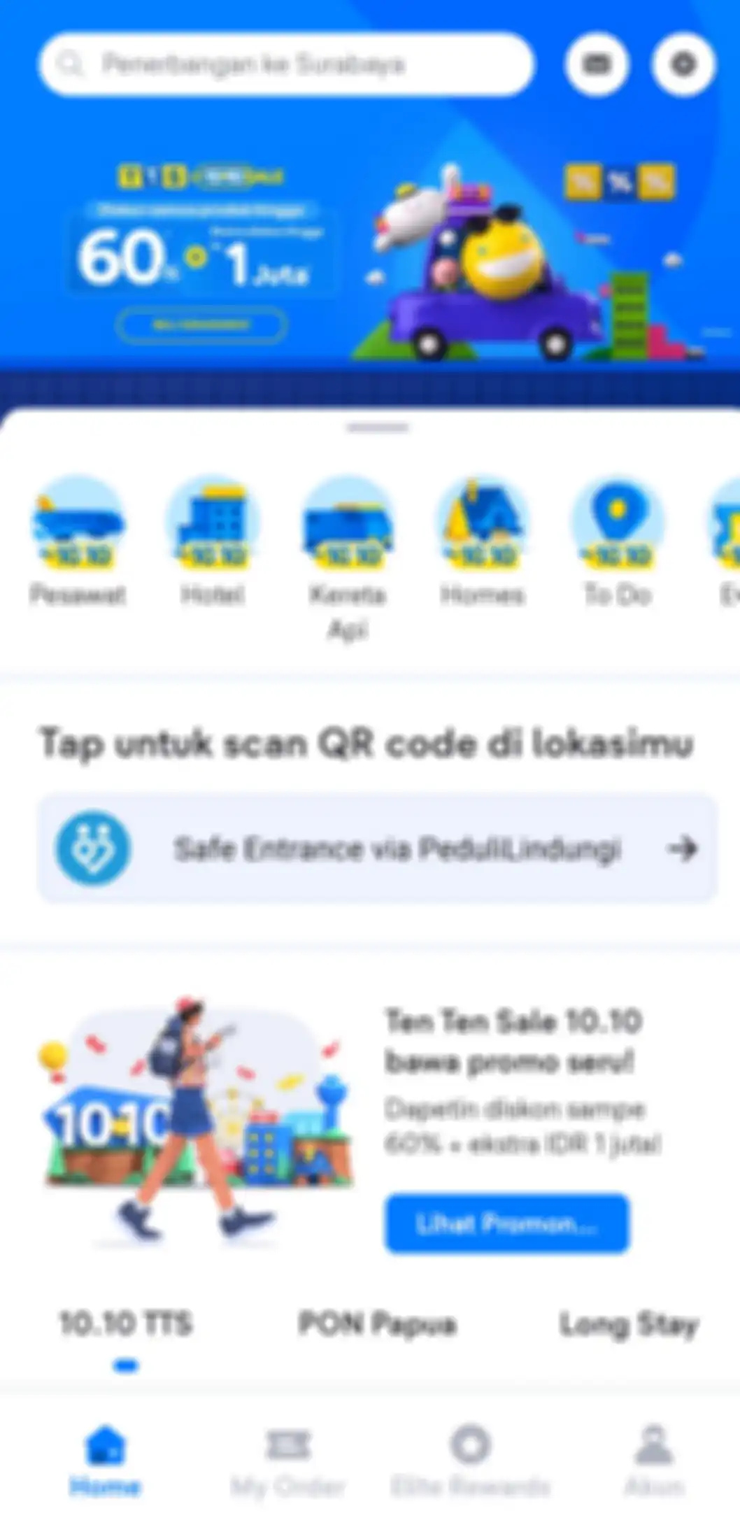Tampilan cara scan PeduliLindungi dengan tiket.com.