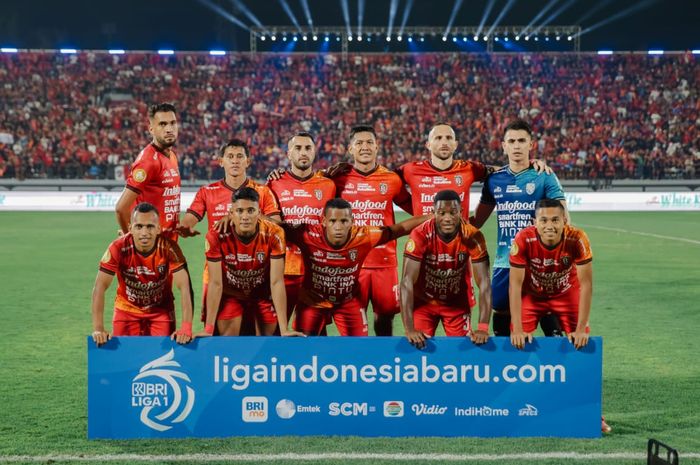 Skuad Bali United dalam laga pekan keempat Liga 1 2022-2023 melawan Arema FC di Stadion Kapten I Wayan Dipta, Gianyar, Bali, Sabtu (13/8/2022).