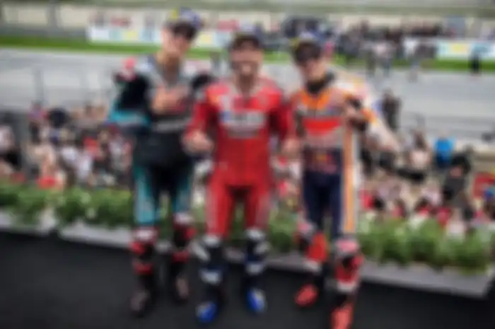 Andrea Dovizioso (tengah) bukukan top speed persis sama dengan Marc Marquez (tengah) tembus 316,7 km/jam di Red Bull Ring Austria 2019