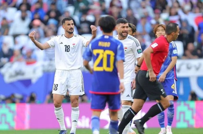 Situasi duel timnas Irak dan Jepang pada matchday kedua Grup D Piala Asia 2023. 