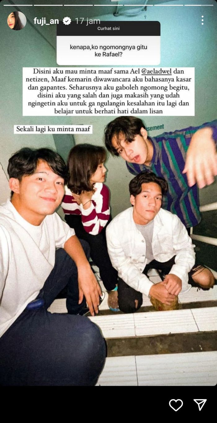 story permohonan maaf Fuji ke Rafael Adwel