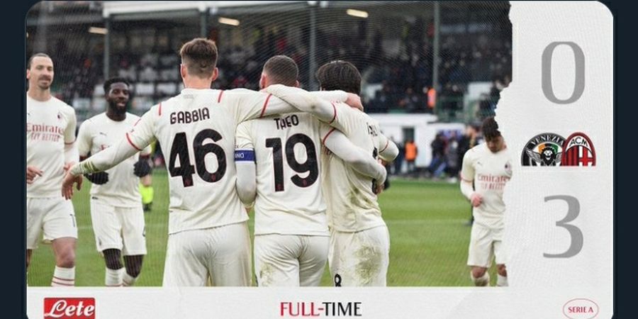 Hasil Liga Italia - Libas Venezia 3-0, AC Milan di Puncak Selama 6 Jam