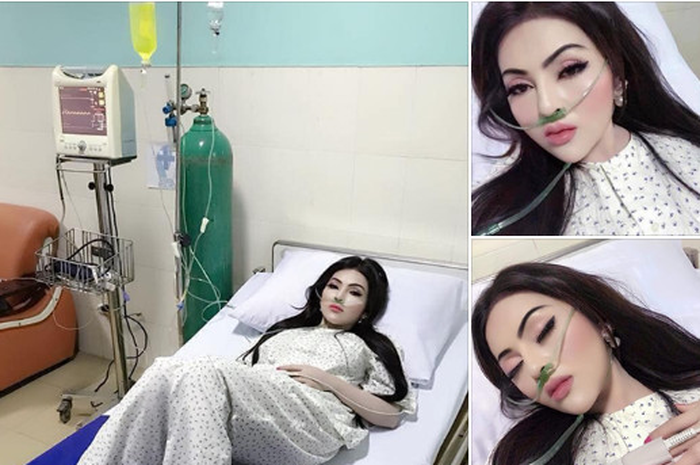 Postingan di Facebook menunjukkan wanita ini dandan meski terbaring sakit.