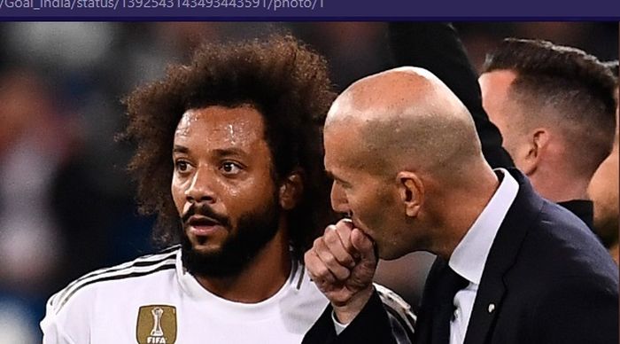 Bek Real Madrid, Marcelo, bersama sang pelatih, Zinedine Zidane. 