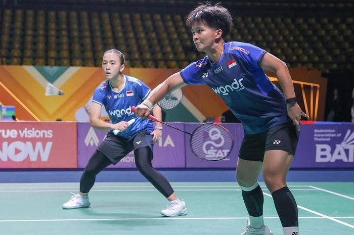 Ganda putri Indonesia, Febriana Dwipuji Kusuma/Meilysa Trias Puspitasari, pada babak perempat final Thailand Masters 2026 di Nimibutr Stadium, Bangkok, Jumat (30/1/2026)