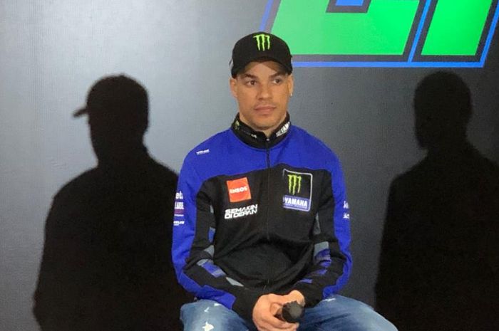 Pembalap Monster Energy Yamaha, Franco Morbielli, pada acara peluncuran livery motor Yamaha untuk MotoGP 2023 di Kuningan, Jakarta, Selasa (17/1/2023).