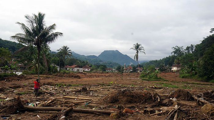 Lahan yang terkena bencana longsor pada 1 Januari 2020 di Desa Harkatjaya, Kecamatan Sukajaya, Kabupaten Bogor.