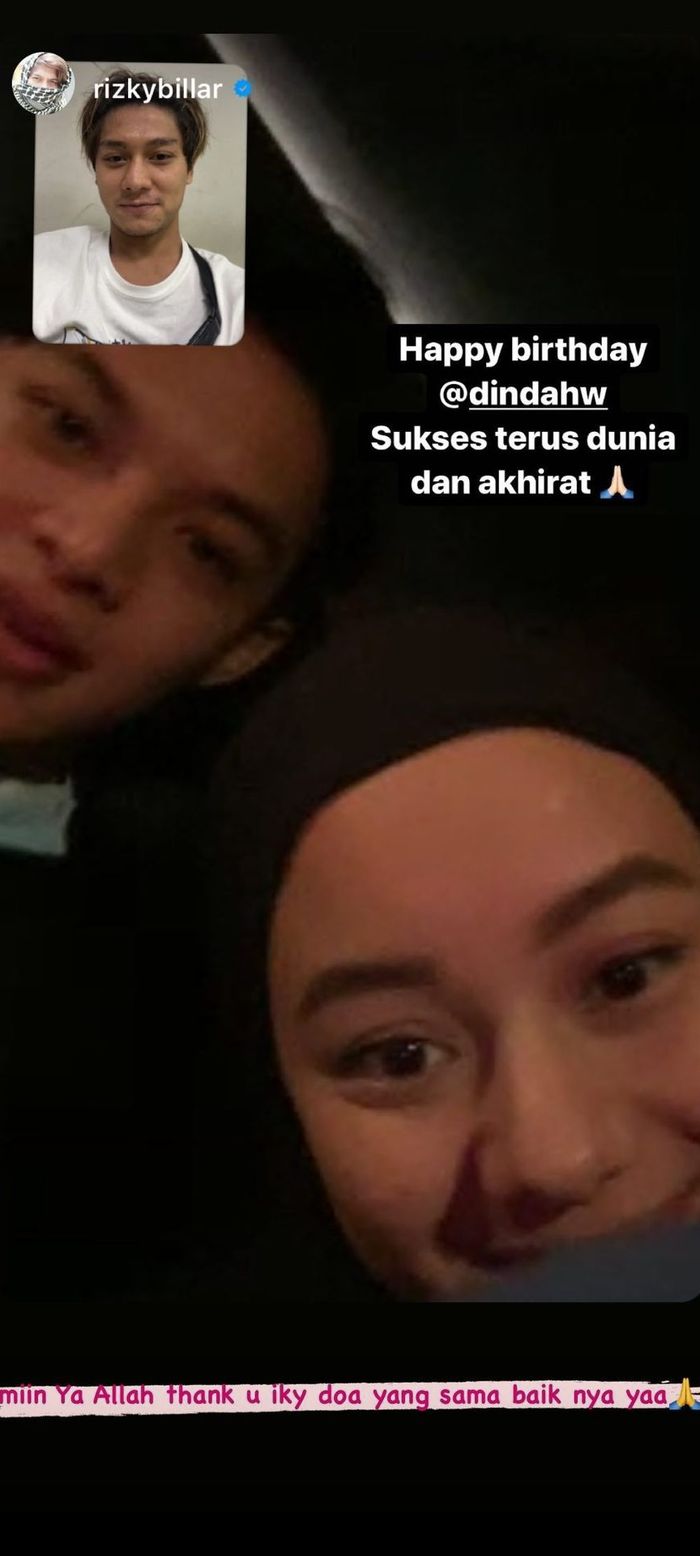 Rizky Billar mengucapkan ulang tahun pada Dinda Hauw.