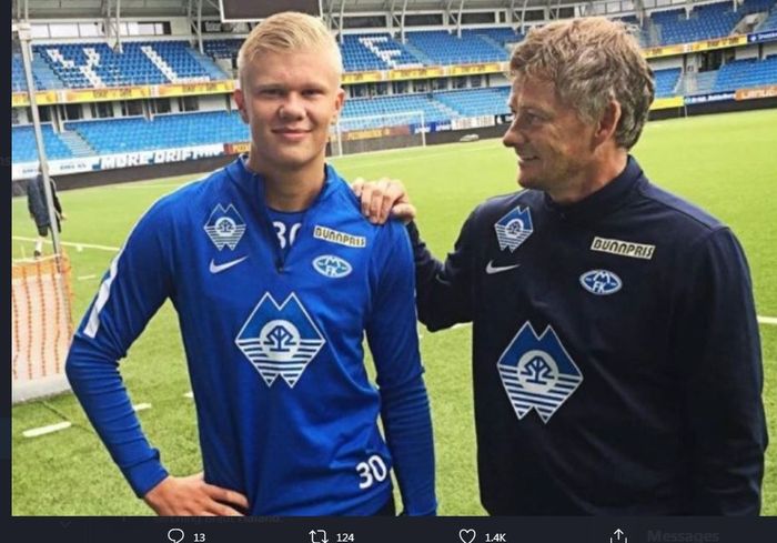 Erling Haaland saat masih menjadi anak asuh Ole Gunnar Solskjaer di Molde.