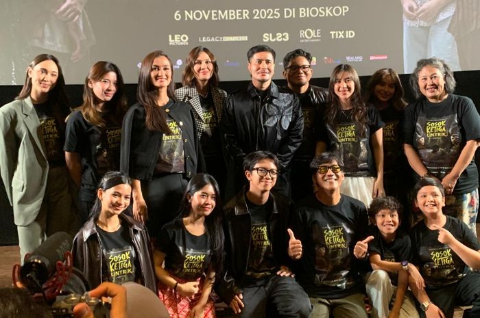 Konferensi pers film Sosok Ketiga: Lintrik di XXI Metropole, Cikini, Jakarta Pusat, Kamis (9/10/2025).