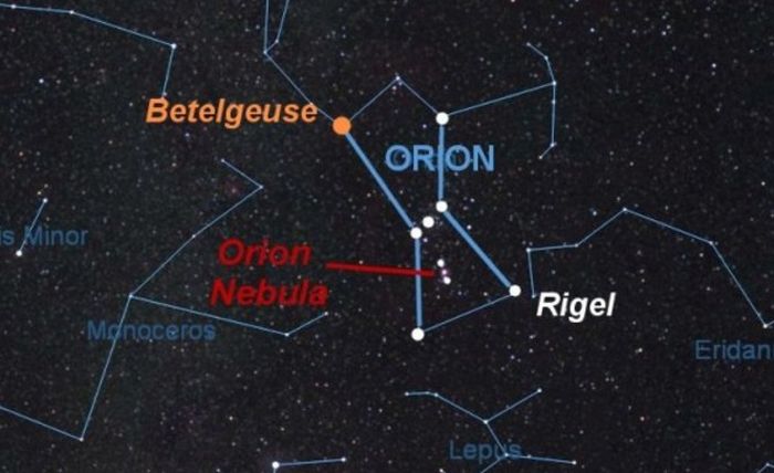 Salah satu bintang dari gugus Orion di langit adalah Betelguese yang baru-baru ini meredup.