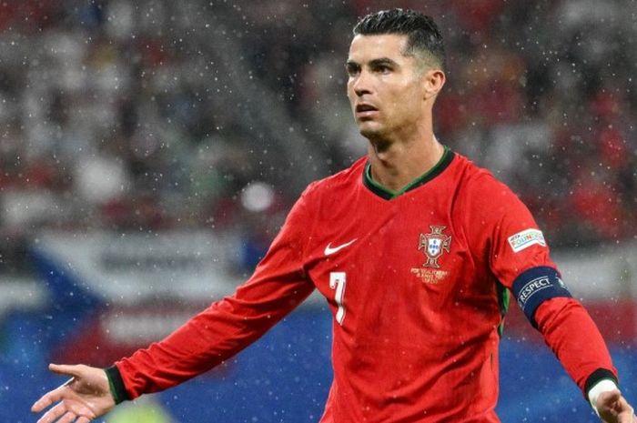 Cristiano Ronaldo dalam laga Portugal vs Republik Ceska pada fase grup EURO 2024 (18/6/2024).