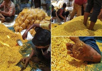 Masih Mau Makan? Viral Snack Curah Ini Diletakkan di Pinggir Jalan hingga Diinjak-injak Kaki Pekerjanya