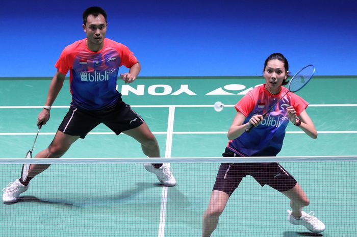 Hafiz Faizal/Gloria Emanuelle Widjaja saat berhadapan dengan Zheng Siwei/Huang Yaqiong (China) pada babak perempat final Japan Open 2019, di Musashino Forest Sport Plaza, Tokyo, Jepang, Jumat (26/7/2019).