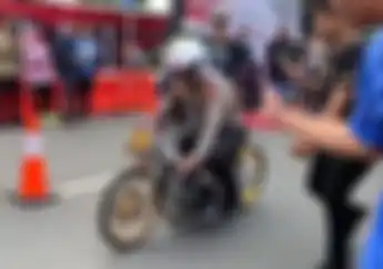 Potret Dirlantas Polda Metro Jaya Tes Sirkuit Street Race Kemayoran Naik Motor Modifikasi