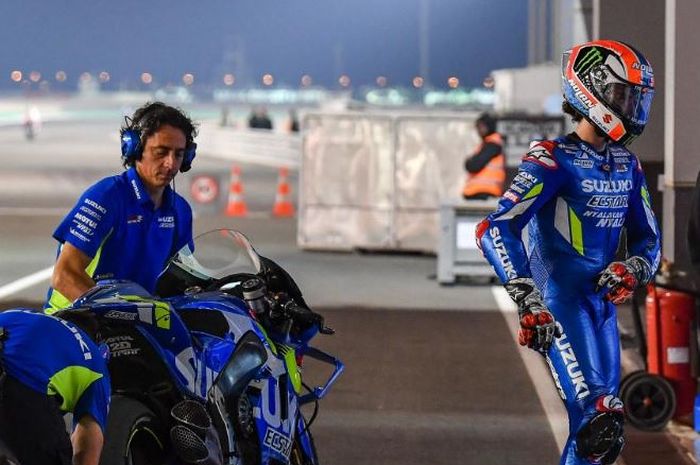 Alex Rins, saat tes pramusim MotoGP 2019 di Sirkuit Losail, Qatar (24/2/2019)