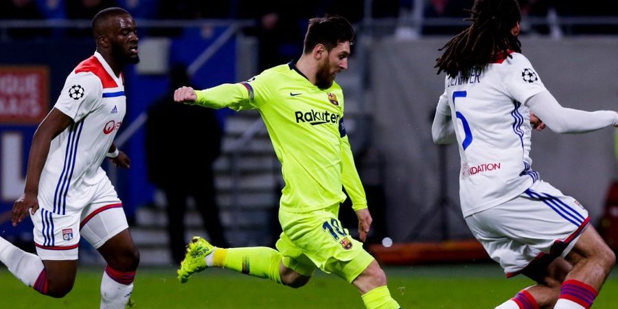 Hasil Liga Champions - Messi Gocek Pemain Lyon 5 Kali, Barcelona Bermain Seri