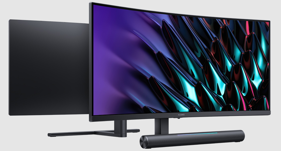 Monitor gaming Huawei MateView GT tampak depan dan belakang