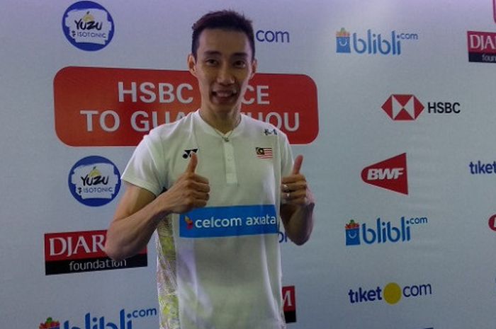 Pebulu tangkis tunggal putra Malaysia, Lee Chong Wei, saat menghadiri konferensi pers.