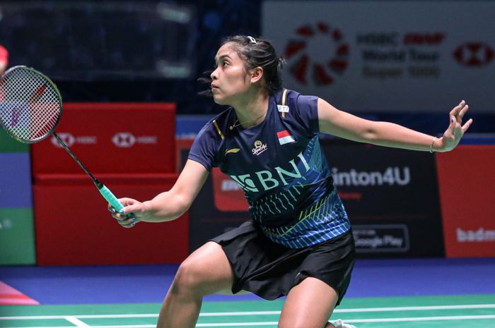 Tunggal Putri Indonesia, Gregoria Mariska Tunjung saat menjalani laga babak pertama All England Open 2023 di Utilita Arena Birmingham, Inggris, pada Selasa (14/3/2023)