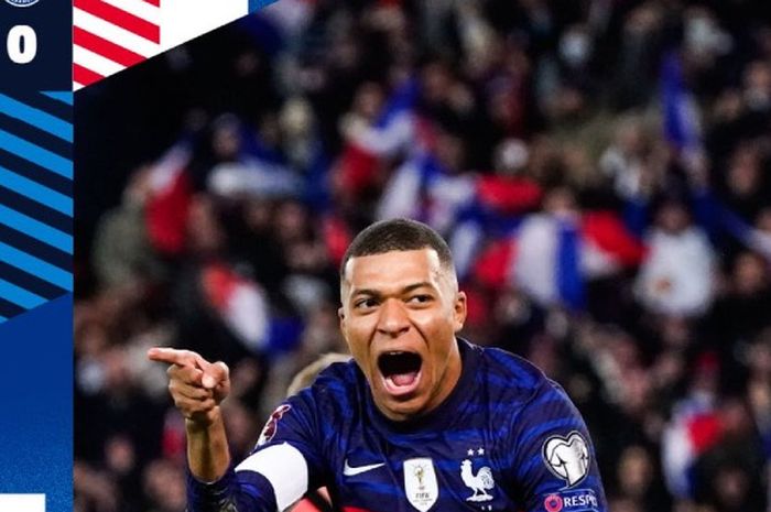 Kylian Mbappe mencetak hattrick untuk Prancis ke gawang Kazakhstan pada laga Kualifikasi Piala Dunia 2022 di Paris, Minggu (14/11/2021) dini hari WIB.