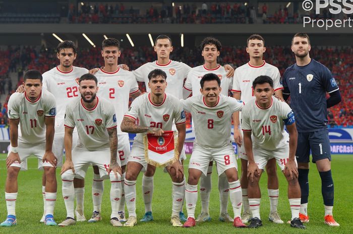 Starting Line-up skuad Timnas Indonesia Vs China dalam laga keempat Grup C Kualifikasi Piala Dunia 2026 zona Asia di Qingdao Youth Football Stadium, Qingdao, Selasa (15/10/2024).